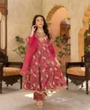 OC 218 Heavy Faux Georgette With Embroidery Sequence Work Gown With Pant Dupaatta Online Wholesale